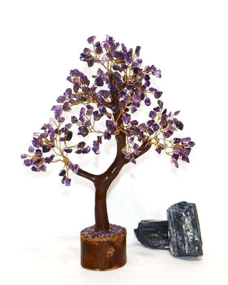 Crystal Tree Good Luck Showpiece for Home Decor Items Crystals Gemstones Bonsai Money Tree for Good Luck, Decoration Gift Item (Amethyst)